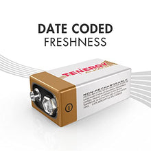 Load image into Gallery viewer, Tenergy 6LR61 9V Alkaline Battery, Non-Rechargeable Battery for Smoke Alarms, Guitar Pickups, Microphones and More, 12 Pack
