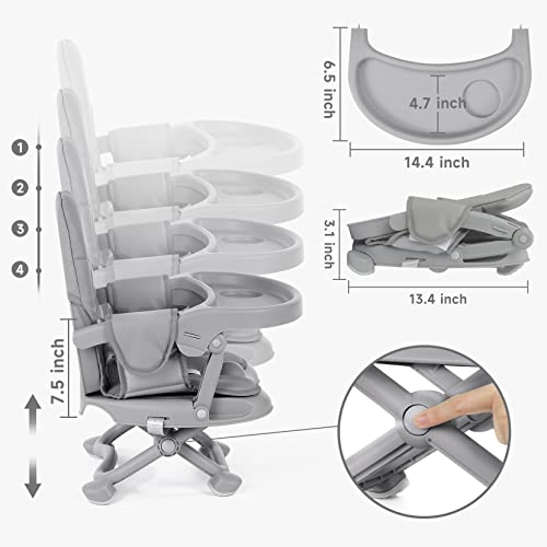 Load image into Gallery viewer, YOLEO High Chair for Toddlers Folding Compact Portable Booster Seat Babies/Kids Chair on Chair for Dining Table Camping (Grey)