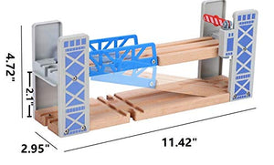 Z MAYABBO Wooden Train Set Accessories Wood Railway Bridge for Railroad Tracks, 2-Level Overpass Compatible for All Railway Tracks System