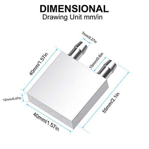 DIYhz Aluminum Water Cooling Block, Liquid Water Cooler Heat Sink System for PC Computer CPU Graphics Radiator Heatsink Endothermic Head Silver 2pcs(40mm x 40mm x 12mm)