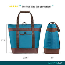 Load image into Gallery viewer, Rachael Ray Jumbo Chillout Thermal Tote, Insulated Bag Keeps Cool or Hot for Hours, XL Insulated Bag for Groceries, Potlucks, Sundries &amp; More!, Foldable &amp; Reusable Thermo Food Bag, Marine Blue
