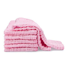 Load image into Gallery viewer, Muslin Burp Cloths 6 Pack Large 100% Cotton Hand Washcloths 6 Layers Extra Absorbent and Soft (Pink, Pack of 6)

