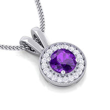 Load image into Gallery viewer, Diamond Pendants 1/2 cttw Certified Natural Diamond &amp; Amethyst Halo Necklace Pendant in 14 K Solid Gold Trending Designs (IJ color, SI clarity)
