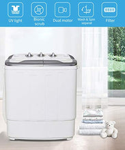Load image into Gallery viewer, Portable Washer and Dryer,Safeplus Compact Mini Twin Tub Versatile Washing Machine with 8 lbs Washing &amp;5 lbs Spin Dryer Load Cappacity Gravity Drain Pump and Drain Hose for apartments (gray)
