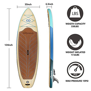 WOOWAVE Inflatable Stand Up Paddle Board, 10'6×34''×6' Ultra-Light (16.72lbs) Non-Slip Deck SUP with Premium Accessories & Fibreglass Adjustable Paddle, Durable and Stable Wide Stance for Youth Adults