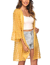 Load image into Gallery viewer, ELESOL Women's 3/4 Sleeve Kimono Cardigans Coverup Cute Swimsuit Cover Ups Yellow
