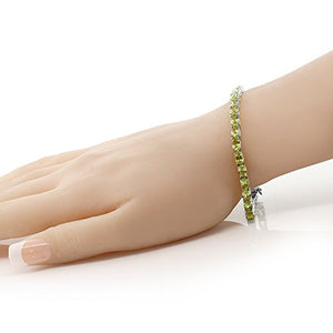 Gem Stone King 925 Sterling Silver Peridot Gemstone Birthstone Women's Tennis Bracelet, 12.00 Cttw Jewelry 7 Inch