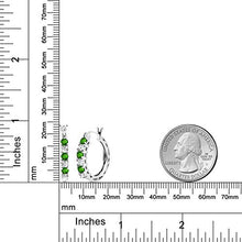 Load image into Gallery viewer, Gem Stone King 925 Sterling Silver Green Simulated Tsavorite and White Lab Grown Diamond Earrings For Women (0.85 Cttw)
