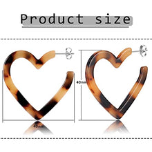 Load image into Gallery viewer, BESTEEL Acrylic Hoop Earrings for Women Resin Acetate Drop Dangle Earrings Statement Fashion Heart Mottled Acrylic Earrings
