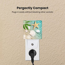 Load image into Gallery viewer, Sea Shell Starfish Beach Seaside Palm Night Light Plug in LED Lamp Acrylic Glass Decor Night Lights Plug into Wall with Automatic Light Sensor Nightlight for Stair, Bedroom, Kitchen, Bathroom
