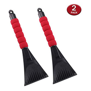 Ice Scraper for Car Windshield with Foam Handle 2 Pack Snow Scraper Heavy-Duty Frost and Snow Removal Tool for Window - No Scratch(2 Pack RED)