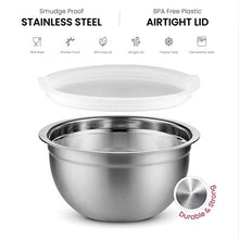 Load image into Gallery viewer, Premium Stainless-Steel Mixing Bowls with Airtight Lids (Set of 5) Nesting Bowls for Space-Saving Storage, Easy-Grip &amp; Stability Design Mixing-Bowl Set Versatile For Cooking, Baking, &amp; Food Storage
