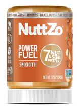 Load image into Gallery viewer, Natural Power Fuel Smooth Nut Butter by NuttZo | 7 Nuts &amp; Seeds Blend, Paleo, Non-GMO, Gluten-Free, Vegan, Kosher | Peanut-Free, 1g Sugar, 6g Protein | 12oz Jar
