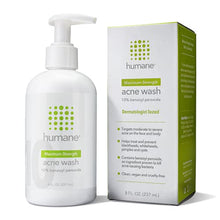 Load image into Gallery viewer, Humane Maximum-Strength Acne Wash - 10% Benzoyl Peroxide Acne Treatment for Face, Skin, Butt, Back and Body - 8 Fl Oz - Dermatologist-Tested Non-Foaming Cleanser - Vegan, Cruelty-Free
