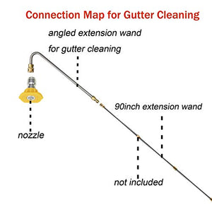 RIDGE WASHER Gutter Cleaner Attachment for Pressure Washer, Extension Wand Angled for Gutter Cleaning with 5 Spray Nozzle Tips, Surface Cleaner Attachment for Pressure Washer