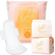 Load image into Gallery viewer, Livlit Large Size Ultra Thin Sanitary Pads, 100% Organic Cotton from Texas, Powerful Leak Protection, Unscented, Chlorine Free and Absorbency of Feminine Periods, Pads for Women (24 Count)
