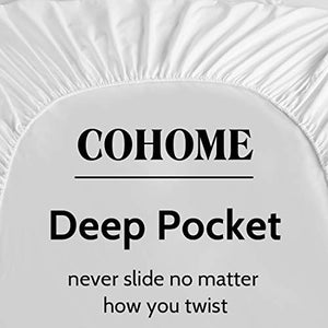 COHOME California King Bed Sheets Set 4 Piece, Microfiber 1800 Thread Count Luxury Egyptian Sheets -Stain Wrinkle Fade Resistant, Hypoallergenic 16 inch Deep Pocket Bedding Set (White)