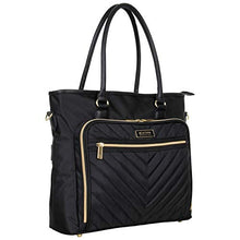 Load image into Gallery viewer, Kenneth Cole Reaction Chelsea Quilted Chevron 15" Laptop &amp; Tablet Business Tote With Removeable Shoulder Strap, Black
