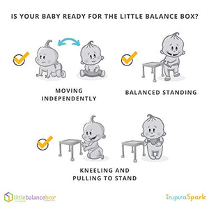 Little Balance Box 2-in-1: No Wheels Spring Feet, Girl Boy Baby Walker Push Stand Toys, Toddler Activity Table, Award Winning (Blue)