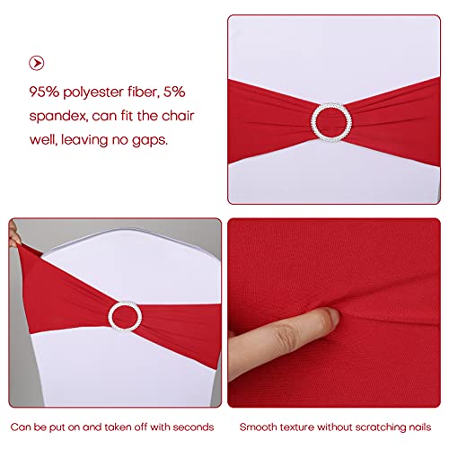 Load image into Gallery viewer, 100PCS Wedding Chair Decorations Stretch Chair Bows and Sashes for Party Ceremony Reception Banquet Spandex Chair Covers slipcovers (100, Red)
