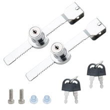 Load image into Gallery viewer, Qjaiune 2 Pack Sliding Glass Door Lock Showcase Display Case Lock, Ratchet Lock Reptile Cage Lock and Key, Vivarium Lock for Drawer Cabinet, Fit Thickness 0.08-0.31 Inch / 2-8mm, Keyed Alike
