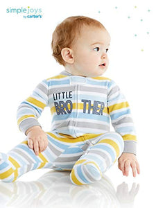 Simple Joys by Carter's Baby Boys' Fleece Footed Sleep and Play, Pack of 2, Light Blue/Yellow, Dogs, Newborn