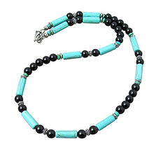 Load image into Gallery viewer, Blue Magnesite, Black Onyx, and Turquoise Mens Gemstone Necklace - Handcrafted in USA (22 inches)
