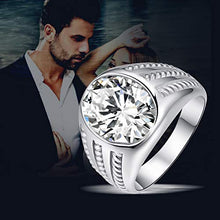 Load image into Gallery viewer, BONLAVIE Mens Vintage Rings with White Cubic Zirconia CZ 925 Sterling Silver Wedding Band Engagement Ring Size 9
