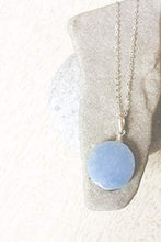 Load image into Gallery viewer, Celestite Silver pendant, natural Celestite pendant, Round bluestone, Stone and silver, Throat chakra, Celestite jewelry, Celestite pendant
