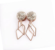 Load image into Gallery viewer, Silver Crushed Glass Diamond Dangle Rose Gold Plugs - 16g to 9/16 inch - Also available in Gold, Silver or Black!
