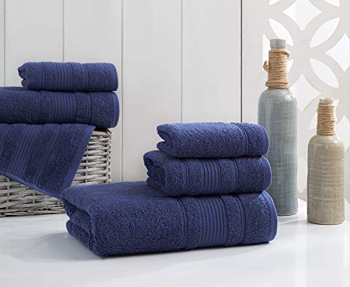 Load image into Gallery viewer, Qute Home Spa & Hotel Towels 6 Piece Towel Set, 2 Bath Towels, 2 Hand Towels, and 2 Washcloths - Navy Blue