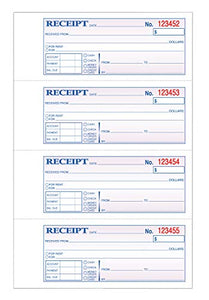 TOPS Money/Rent Receipt Book, 3-Part, Carbonless, 11 x 7-5/8 Inches, 4 Receipts/Page, 100 Sets per Book (46808)