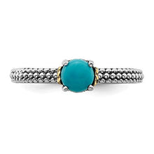 Load image into Gallery viewer, Solid 925 Sterling Silver and 14k Yellow Gold Stackable Turquoise Vintage Antiqued Ring Eternity Band Size 9
