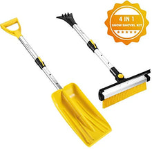 Load image into Gallery viewer, ISILER Extendable 4 in 1 Snow Removal Kit with Snow Shovel, Ice Scraper, Snow Brush and Squeegee for Cars Trucks
