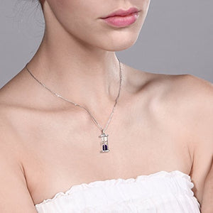Gem Stone King 925 Sterling Silver Amethyst Dust Hourglass Pendant Necklace with 0.75 Ct with 18 Inch Silver Chain