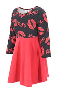 Unique Baby Girls Valentines Day Kisses Lips Tutu Dress (6Y, Red)