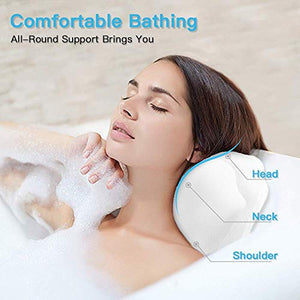 Beautybaby Anti-mold Bathtub Spa Pillow[2020 Upgraded] Bath Pillows for tub, with Non-Slip 8 Large Strong Suction Cups, Free Machine Washable Bag