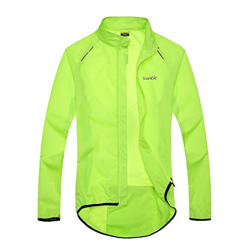 Santic Men's Cycling Skin Coat Jersey Bicycle Windproof Jacket Green