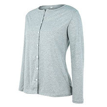 Load image into Gallery viewer, Aniywn Women's Button Down Henley Shirt Casual Solid Color Long Sleeve t Shirt Ladies Plain Tops Blouse for Work Office Gray
