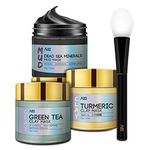 Load image into Gallery viewer, ANAI RUI Turmeric Clay Mask - Green Tea Detox Clay Mask - Dead Sea Minerals Mud Mask, Spa Facial Mask Set, 2.5 oz each
