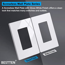 Load image into Gallery viewer, [10 Pack] BESTTEN 1-Gang Screwless Wall Plate, USWP6 Pure White Series, Decorator Outlet Cover, H4.69” x W2.91”, for Decor Switch, Dimmer, GFCI, USB Receptacle
