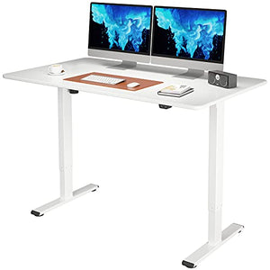 Flexispot EC1 Large Electric Stand Up Desk Workstation White Whole-Piece Desk Board Home Office Computer Standing Table Height Adjustable Desk (White Frame + 55" White Top)