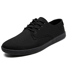 Load image into Gallery viewer, Men's Oxfords Dress Sneakers Mesh Black Slip On Shoes Workout Minimalist Laces Up Breathable Loafers Tennis Shoe Black Size 9.5
