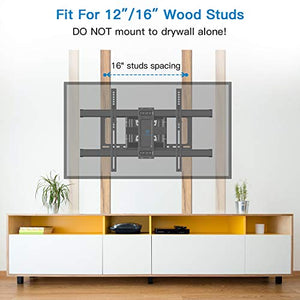 PERLESMITH TV Wall Mount Bracket Full Motion Dual Articulating Arm for Most 37-70 Inch LED, LCD, OLED, Flat Curved TVs up to 132lbs VESA 600×400 with Tilt, Swivel and Rotation - PSLFK1