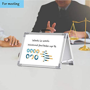 Small Dry Erase White Board,16X12Inches Portable Double-Sided Magnetic Foldable Desktop Whiteboard Easel for Kids&Home,Classroom,Office-White