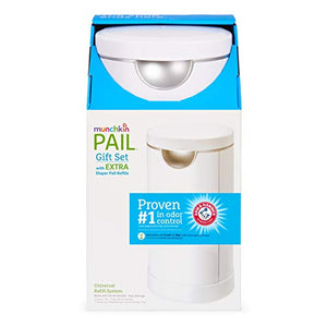 Munchkin Diaper Pail Baby Registry Starter Set, Powered by Arm & Hammer, Includes 1 Month Refill Supply and Baking Soda Puck
