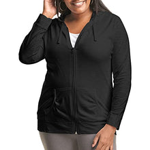 Load image into Gallery viewer, Just My Size Women's Full Zip Jersey Hoodie, Black, 5X
