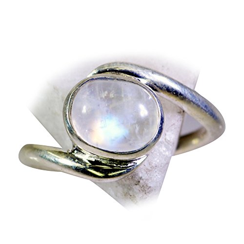 55Carat Real Rainbow Moonstone Silver Ring for Women Handmade Astrological Size 4,5,6,7,8,9,10,11,12