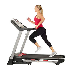 Sunny Health & Fitness Electric Folding Treadmill with LCD and Pulse Monitor, 265 LB Max Weight, Tablet Holder, Bluetooth Speakers and USB Charging - SF-T7917,Black