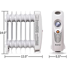 Load image into Gallery viewer, COSTWAY Oil Filled Radiator Heater, 700W Portable Space Heater with Adjustable Thermostat, Overheat Protection, Electric Heater for Bedroom, Indoor use
